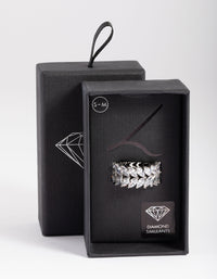 Silver Diamond Simulant Marquise Statement Ring - link has visual effect only