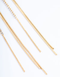 Gold Plated Diamante Front & Back Sandwich Earrings - link has visual effect only