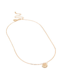 Gold Freshwater Pearl & Clam Pendant Necklace - link has visual effect only