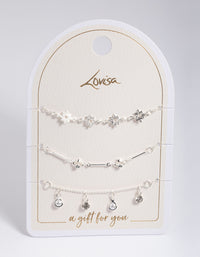 Silver Star & Pearl Droplet Charm Bracelet Pack - link has visual effect only