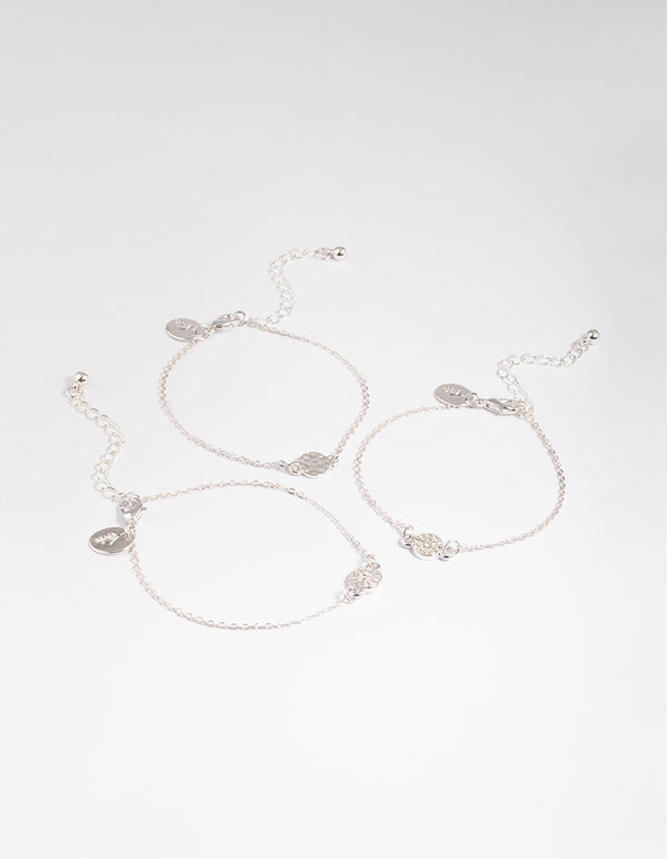 Silver Classic Diamante Circle Bracelet Pack
