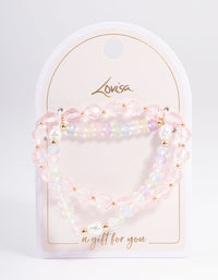 Gold Pearl & Facet Bead Stretch Bracelet - link has visual effect only