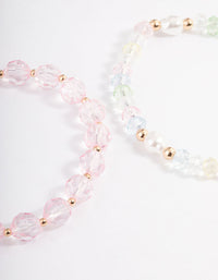 Gold Pearl & Facet Bead Stretch Bracelet - link has visual effect only