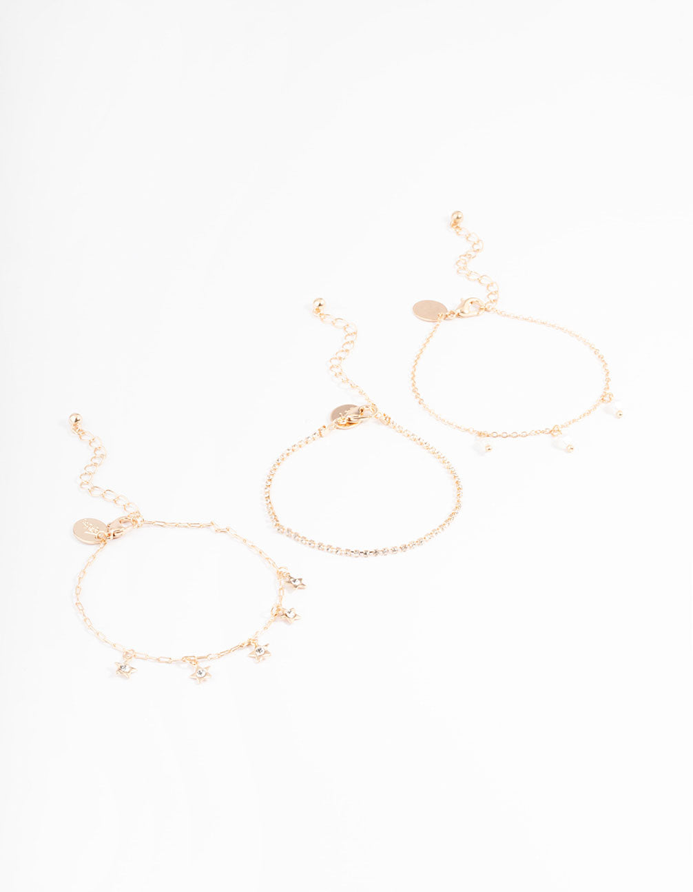Gold Dainty Pearl & Star Charm Bracelet Pack
