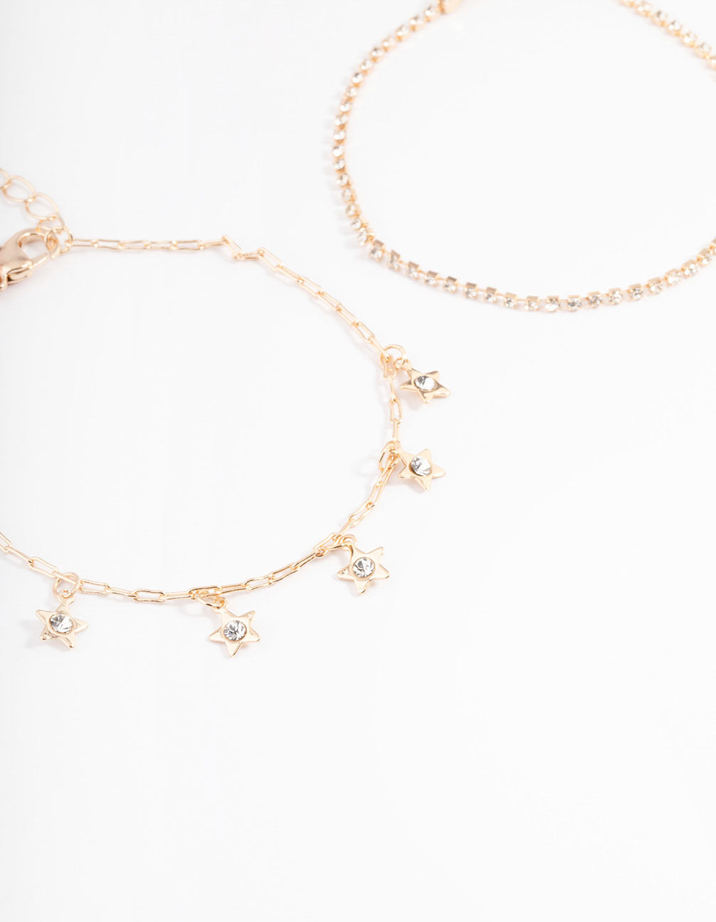 Gold Dainty Pearl & Star Charm Bracelet Pack