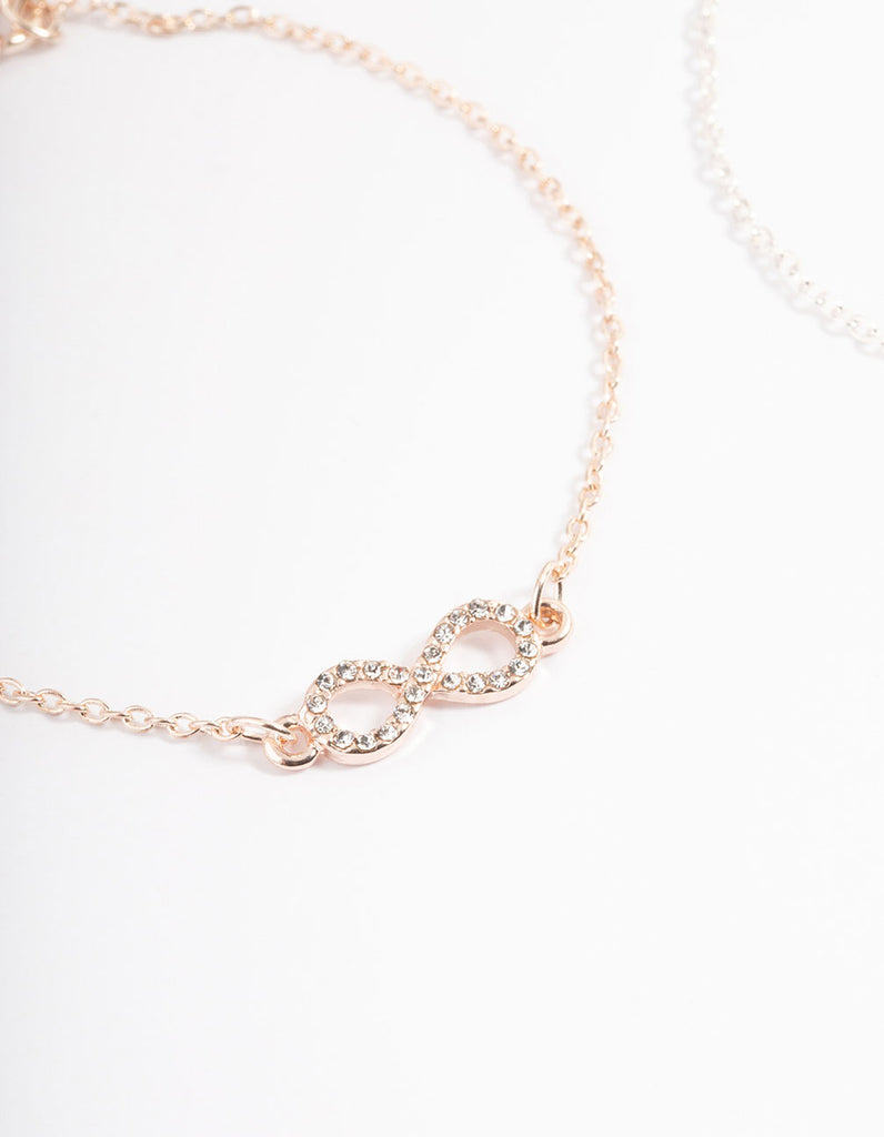 Infinity Bbf Mixed Metal Diamante Infinity Bracelet Pack - Lovisa