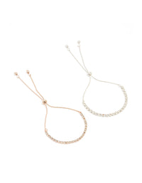 Mixed Metal Classic Cup Chain Tennis Bracelet Pack - link has visual effect only