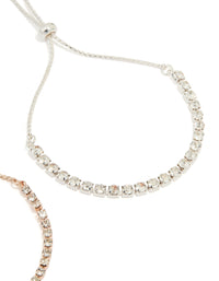 Mixed Metal Classic Cup Chain Tennis Bracelet Pack - link has visual effect only