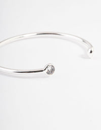 Silver Cubic Zirconia Diamante Open Cuff Bracelet - link has visual effect only