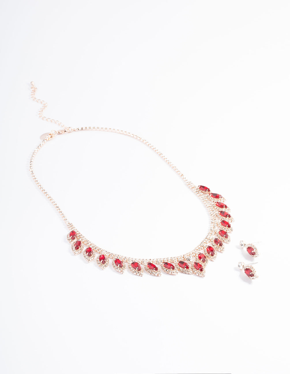 Rose Gold Marquise Droplet Earrings & Necklace Set
