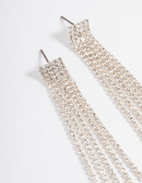 Rhodium Straight Five Strand Drop Earrings - link has visual effect only