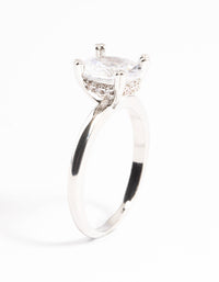 Silver Cubic Zirconia Single Oval Ring - link has visual effect only