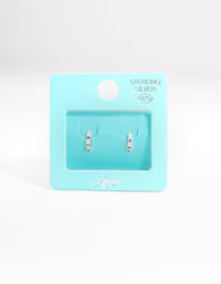 Sterling Silver Cubic Zirconia Check Huggie Earrings - link has visual effect only