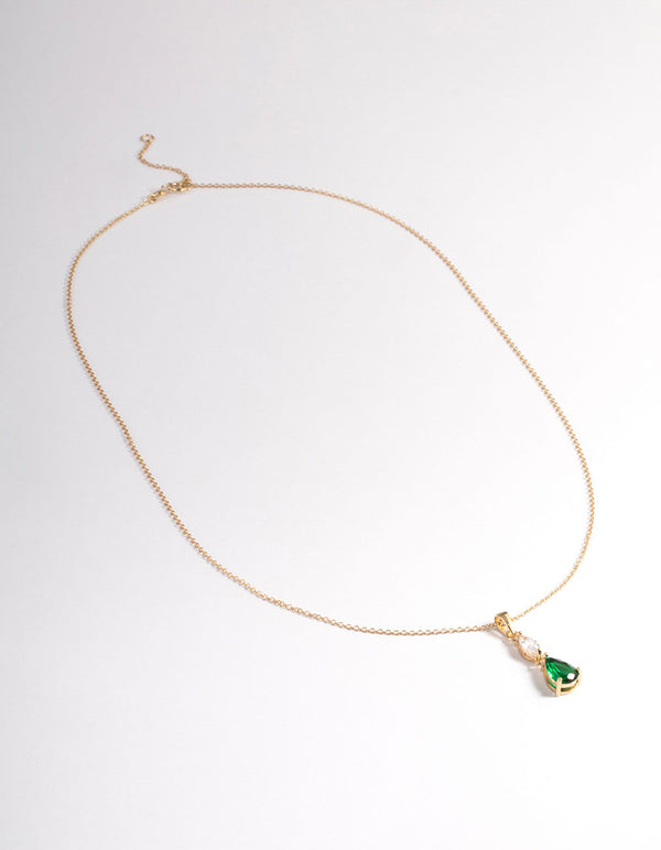 Gold Plated Sterling Silver Marquise & Pear Pendant Necklace