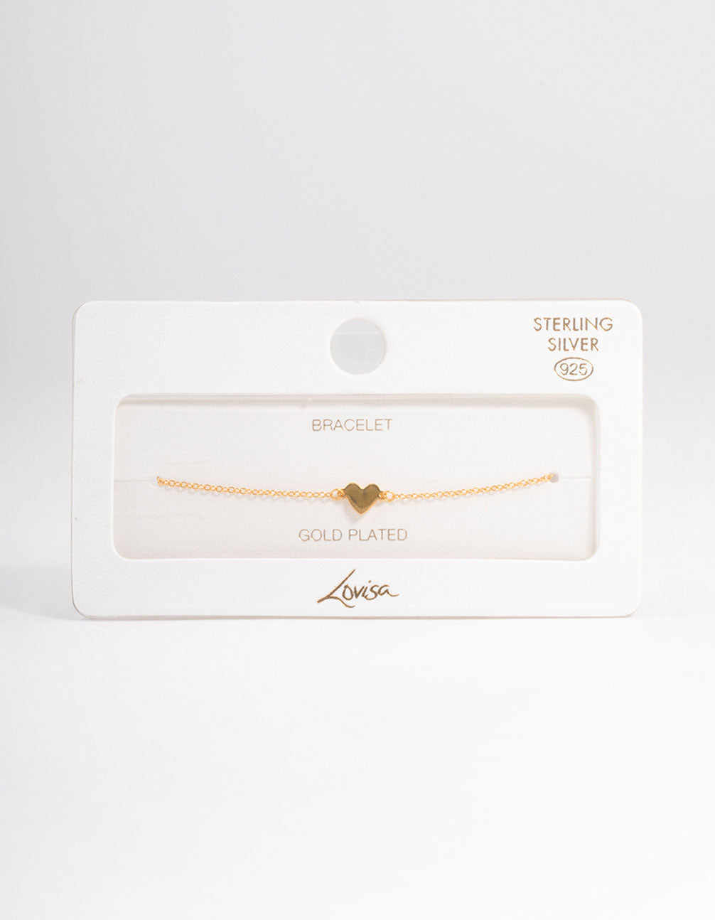 Gold Plated Sterling Silver Smooth Heart Bracelet