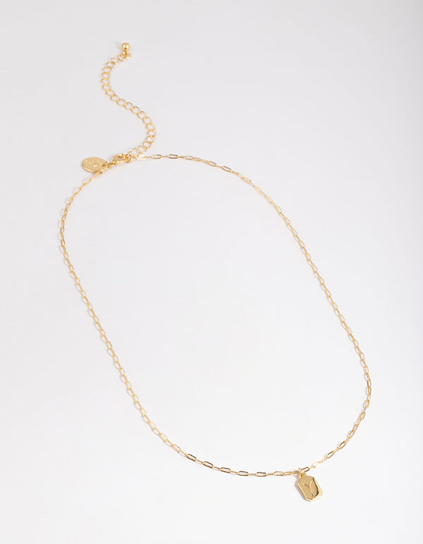 Letter Y Gold Plated Rectangle Pendant Initial Necklace