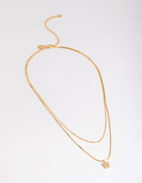 Letter W Gold Plated Layered Diamante Initial Necklace - link has visual effect only
