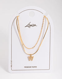 Letter W Gold Plated Layered Diamante Initial Necklace - link has visual effect only