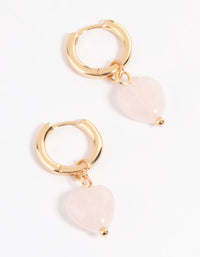 Gold Plated Rose Heart Huggie Earrings - link has visual effect only