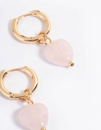 Gold Plated Rose Heart Huggie Earrings - link has visual effect only
