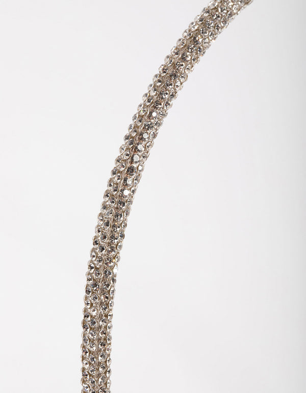 Silver Rounded Diamante Headband