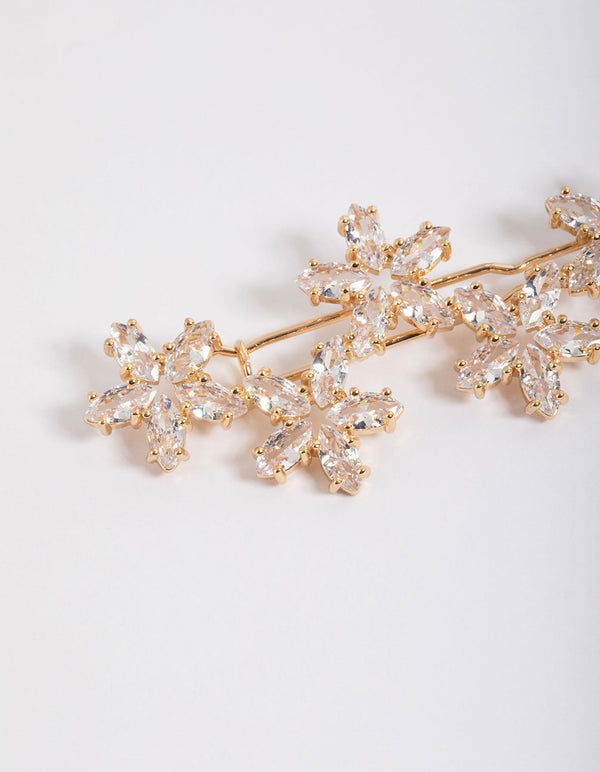 Gold Diamante Flower Hair Clip