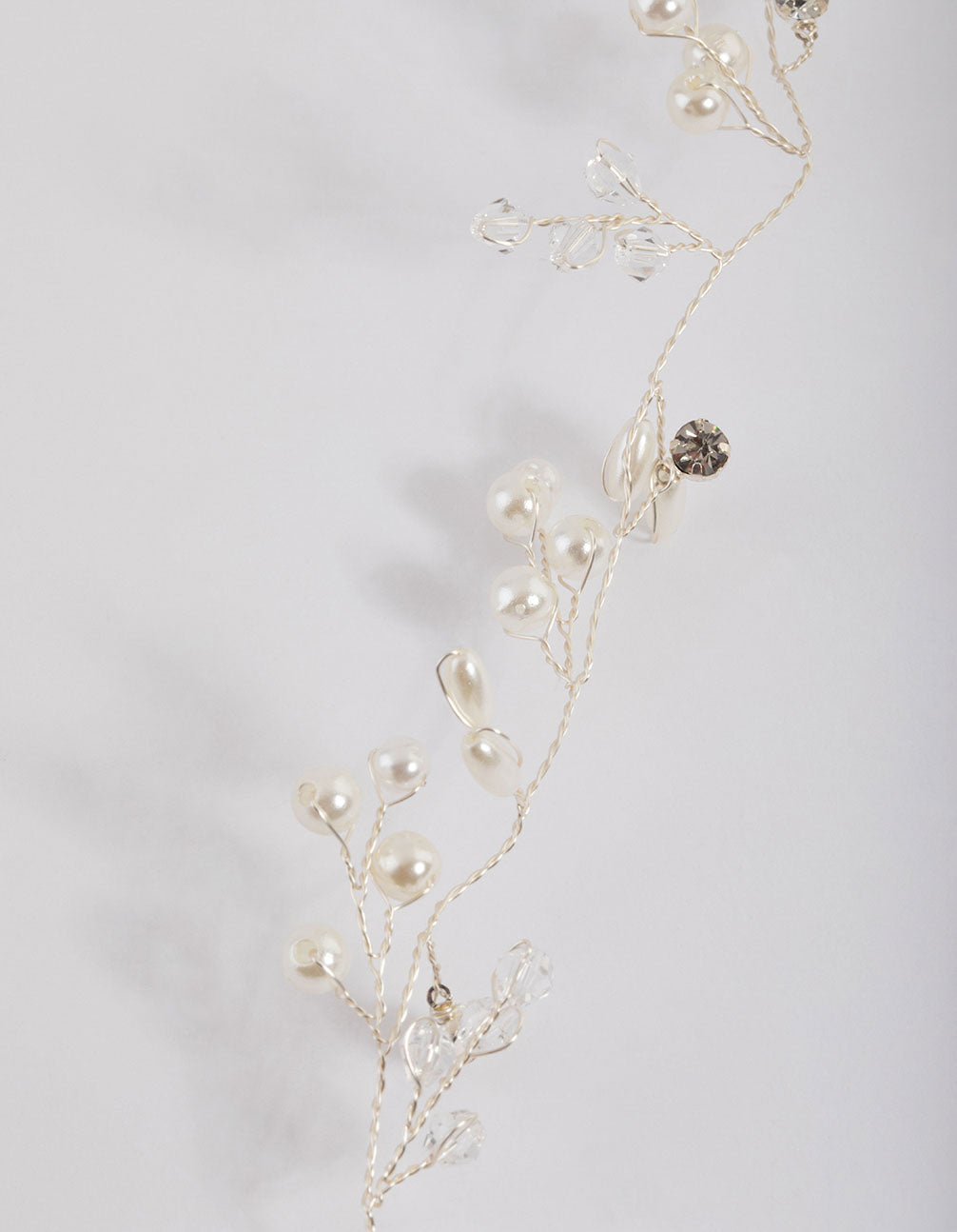 Silver Diamante & Pearl Hair Drape