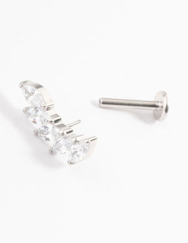 Titanium Curve Marquise Threadless Flat Back