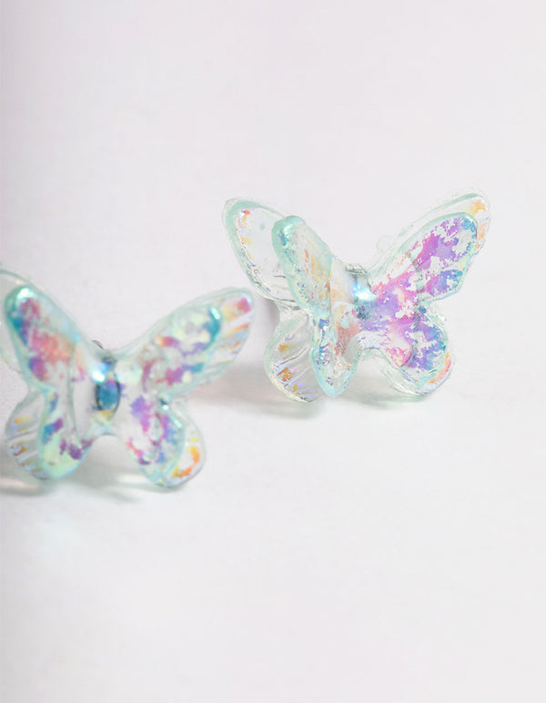 Acrylic Blue Candy Butterfly Stud Earrings