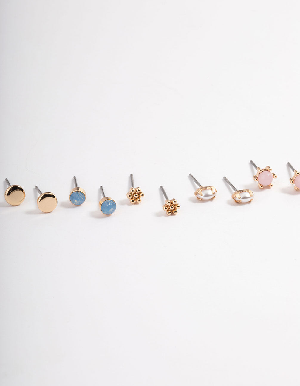 Gold Pastel Mix Stud Earrings 8-Pack