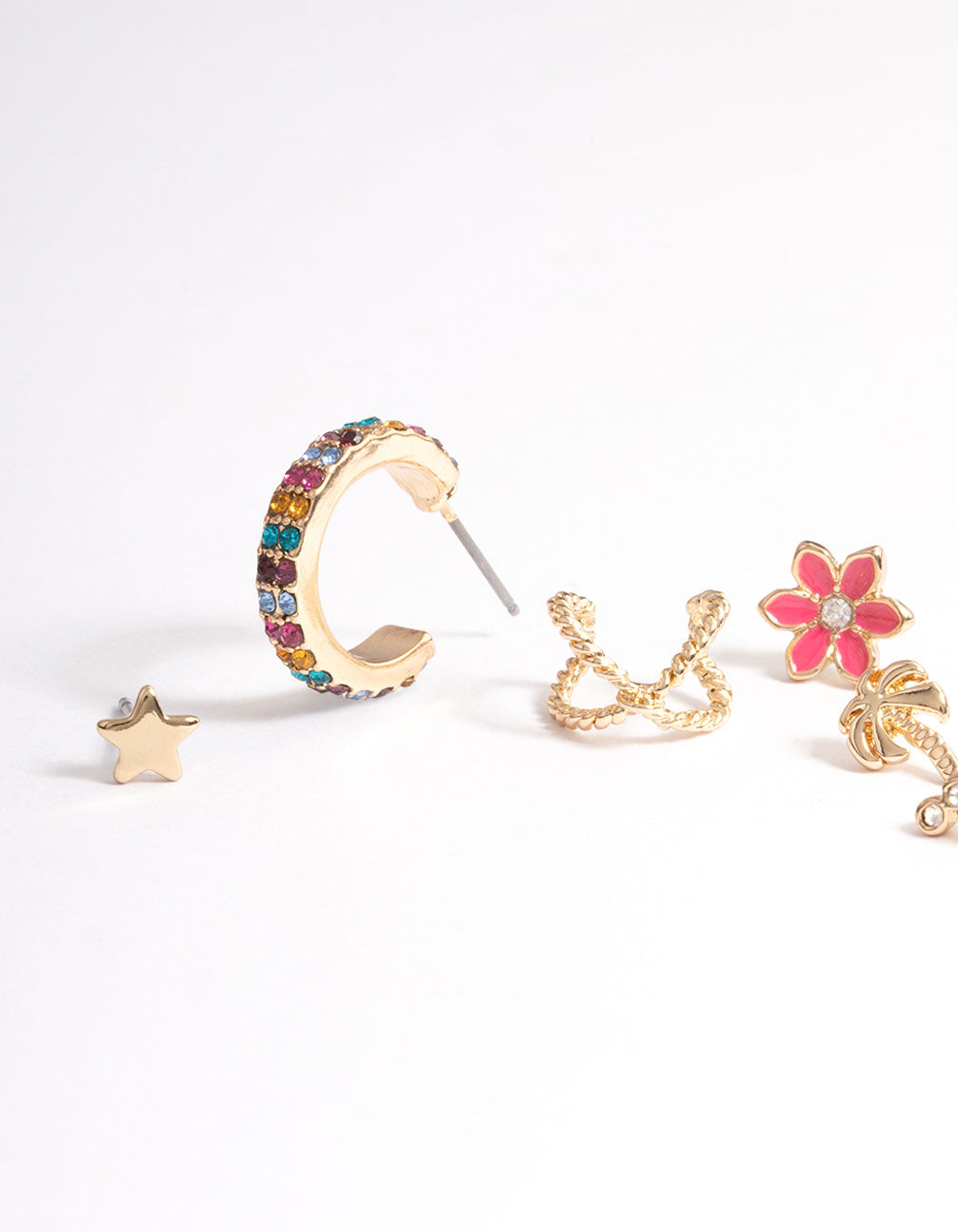 Gold Tropical Stack Earrings