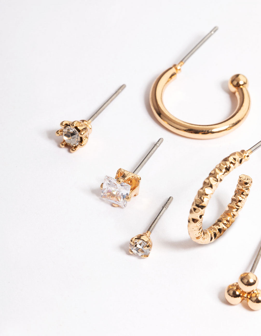 Gold Ball Hoop & Stud Stack Earrings