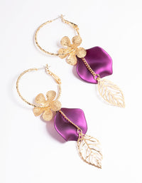 Purple Mixed Garden Chain Hoop Earrings - link has visual effect only