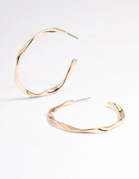 Gold Ribbon Twist Hoop Earrings - link has visual effect only