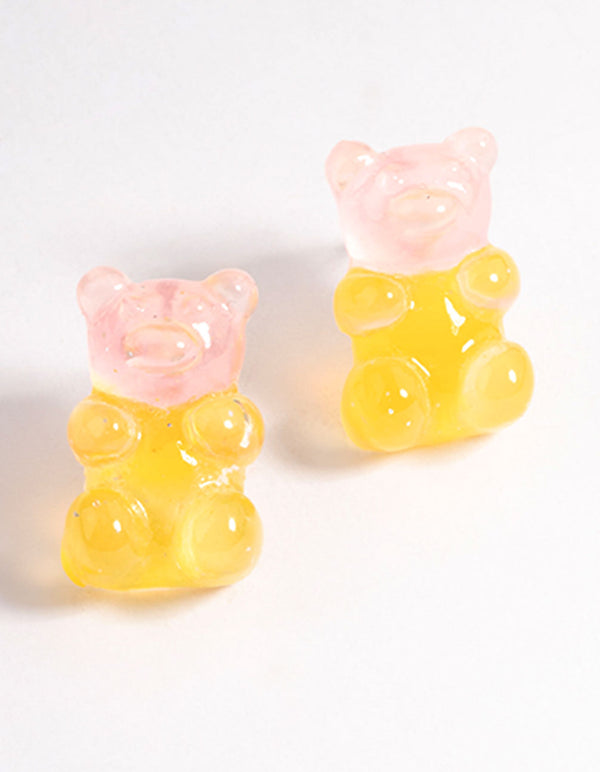 Yellow Ombre Teddy Stud Earrings