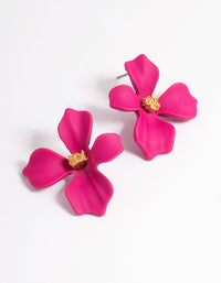 Maroon Matte Flower Stud Earrings - link has visual effect only