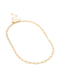 Waterproof Gold Plated Stainless Steel Open Oval Link Necklace - link has visual effect only