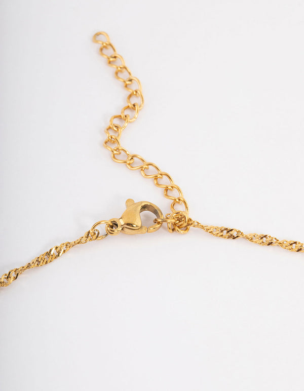 Waterproof Gold Plated Stainless Steel Diamante Heart Necklace