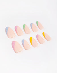 Multi Splice Coloured Tips Press On Nails - link has visual effect only