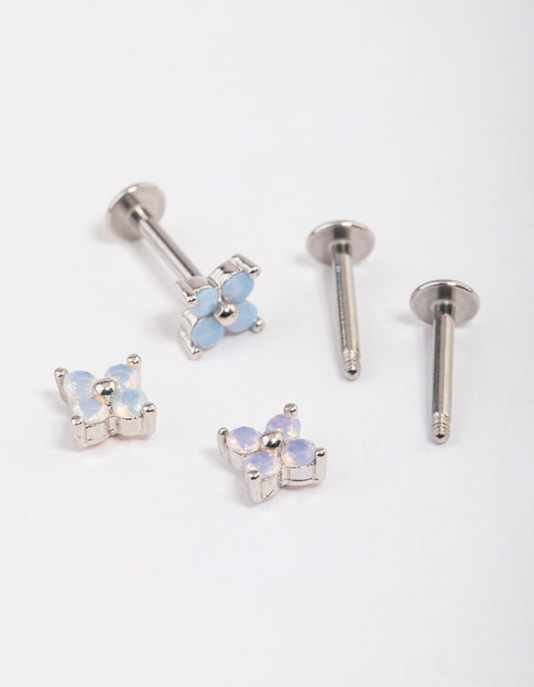 Surgical Steel Flower Flat Back Pack