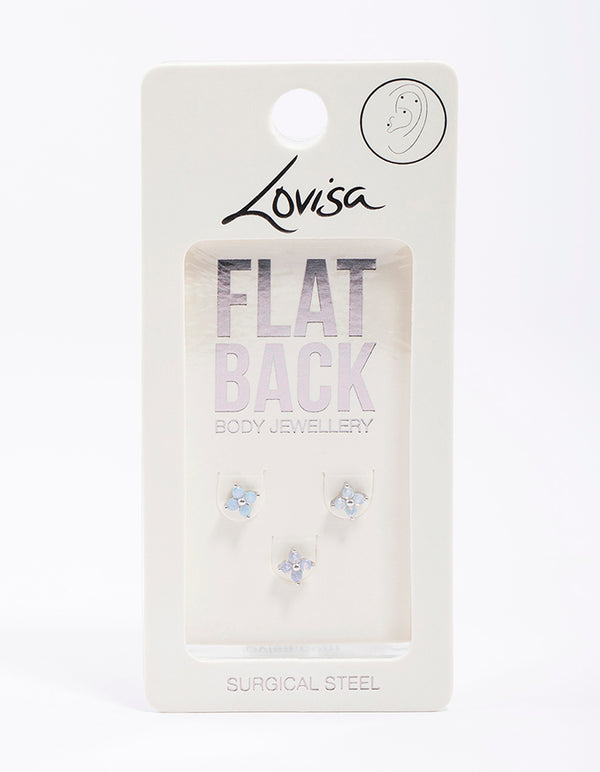 Surgical Steel Flower Flat Back Pack