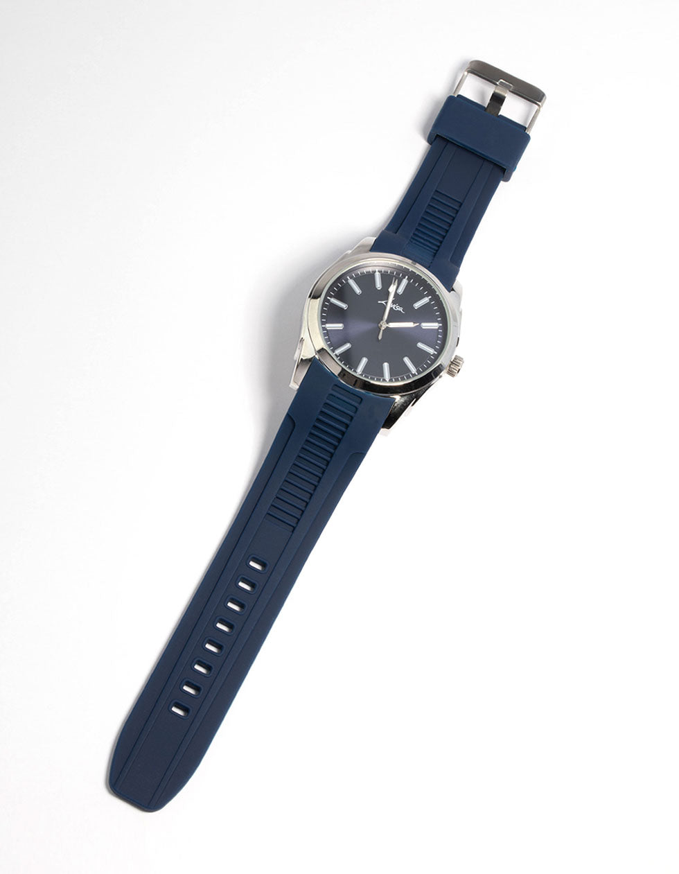 Rhodium Silicone Large Sports Watch