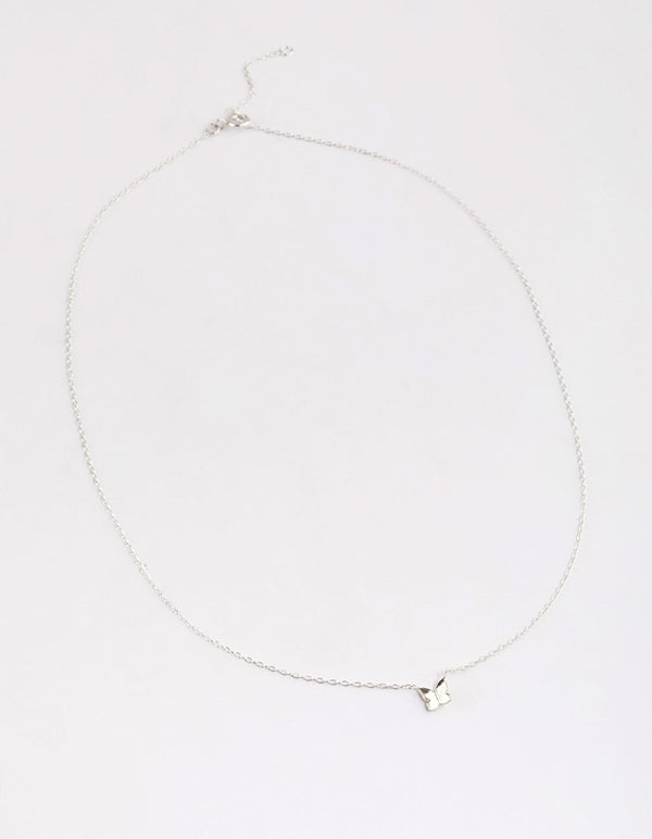 Sterling Silver Polished Butterfly Necklace
