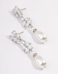 Silver Pearl Petal Drop Earrings - link has visual effect only