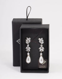 Silver Pearl Petal Drop Earrings - link has visual effect only