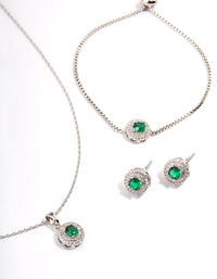 Silver Round Cubic Zirconia Jewellery Set - link has visual effect only