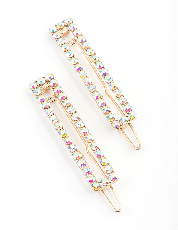 Gold Rectangle Cupchain Hair Clips Pack