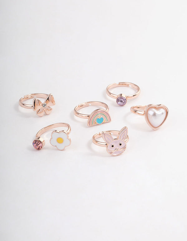 Kids Bunny Bow Ring 6-Pack