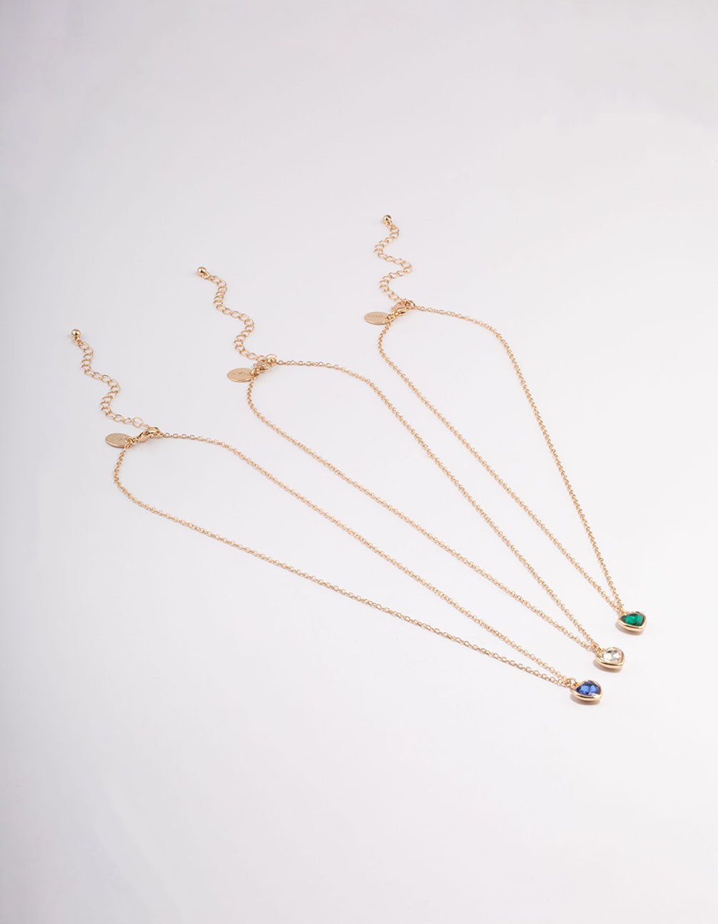 Gold Mixed Diamante Heart Necklace Pack
