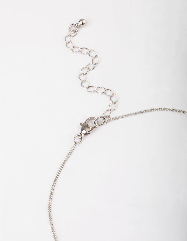 Silver Cubic Zirconia Emerald Cut Necklace & Stud Earrings Set